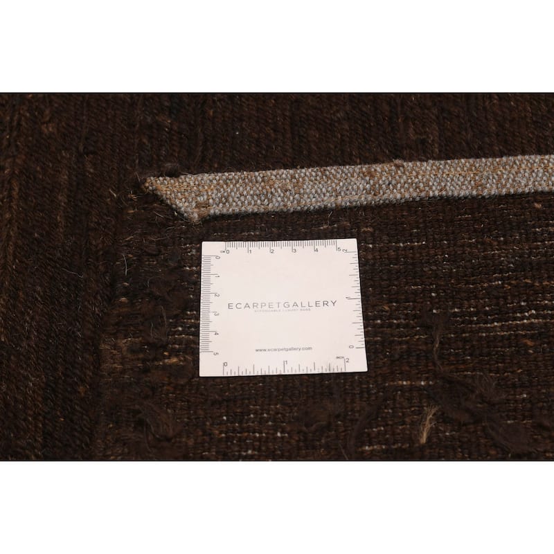 ECARPETGALLERY Flat-Weave Natural Brown Wool Tapestry Kilim - 4'10 x 6'7