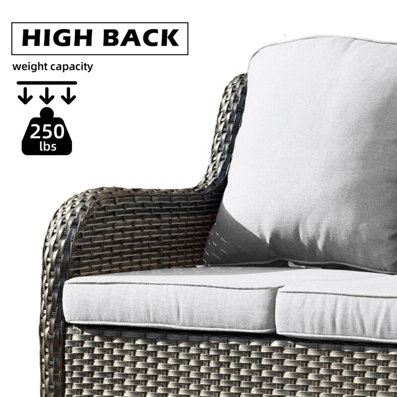 OVIOS 7-piece Patio Swivel Chair Set with 42" Fire Table