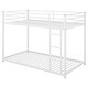 preview thumbnail 6 of 9, White Twin over Twin Size Metal Low Bunk Bed with Ladder and Fence for Kids