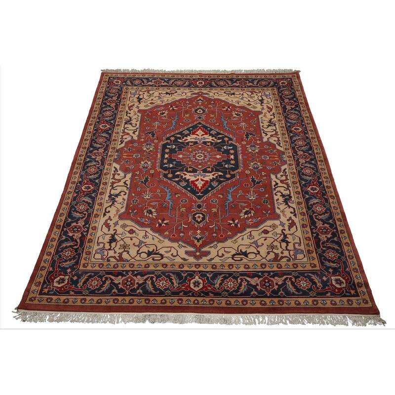 9x12 Hand Knotted Wool Salmon Heriz Plush Pile Pande Cameron Rug - 9' x 12'