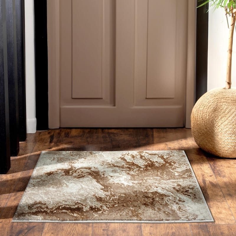 Luxe Weavers Marble Abstract Area Rug, Non-Shedding Carpet - 2' x 3' - Beige