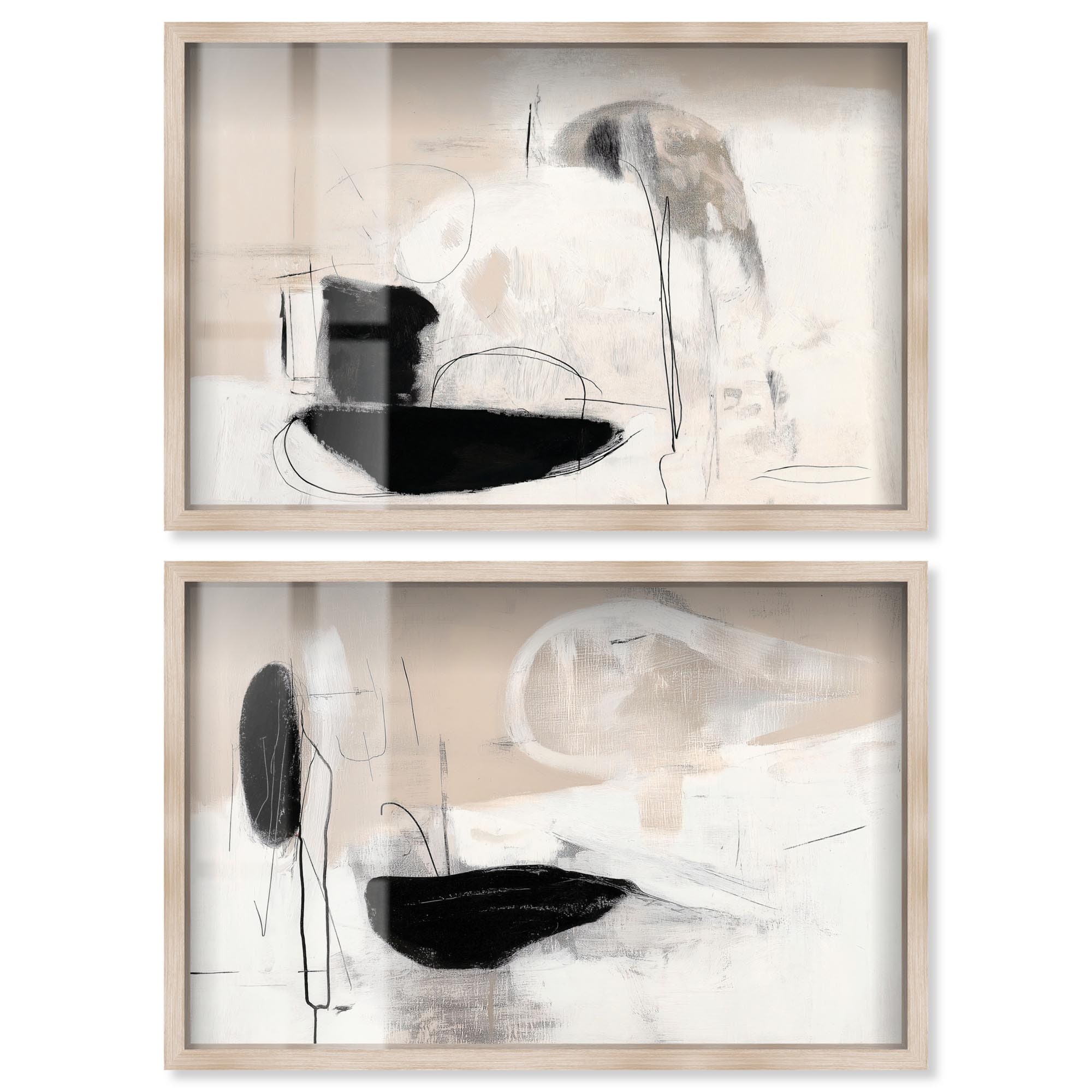 Neutral Luxe Abstract Room Art Set of 2 Shadowbox Print by Art Remedy