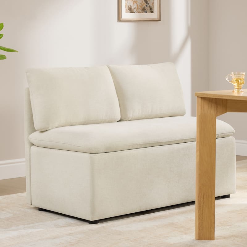 Spruce & Spring Modern 74" L-Shaped Dining Bench with Storage, Corner Breakfast Nook Banquette Bench