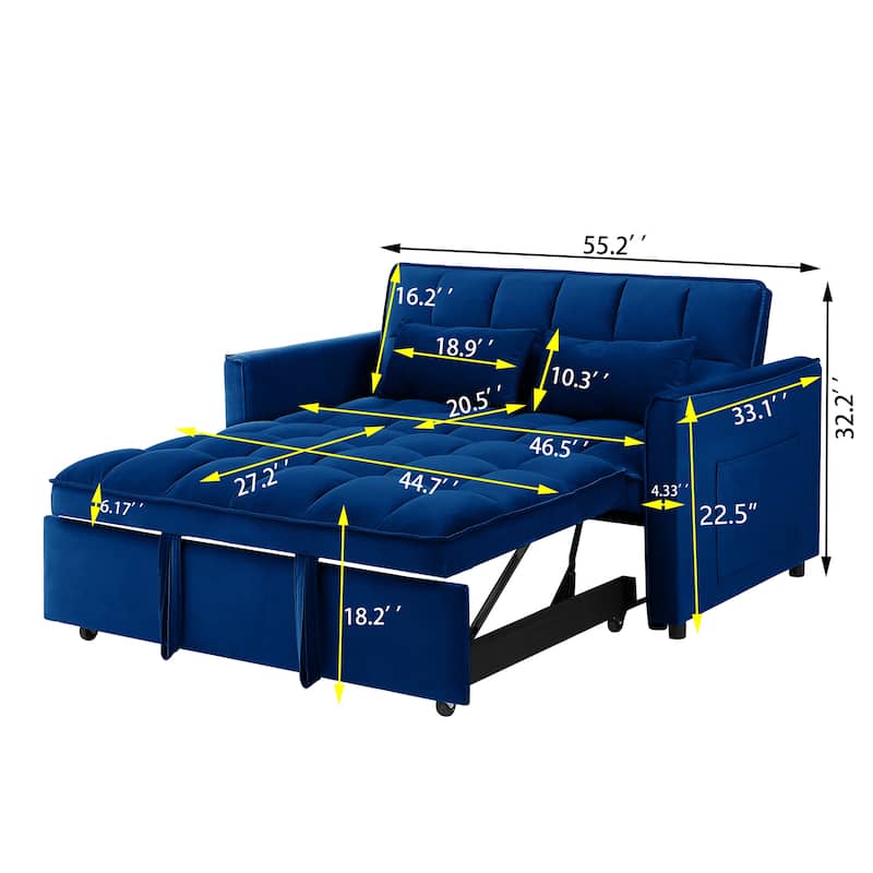 55.1-inch 3-in-1 Convertible Sofa Bed