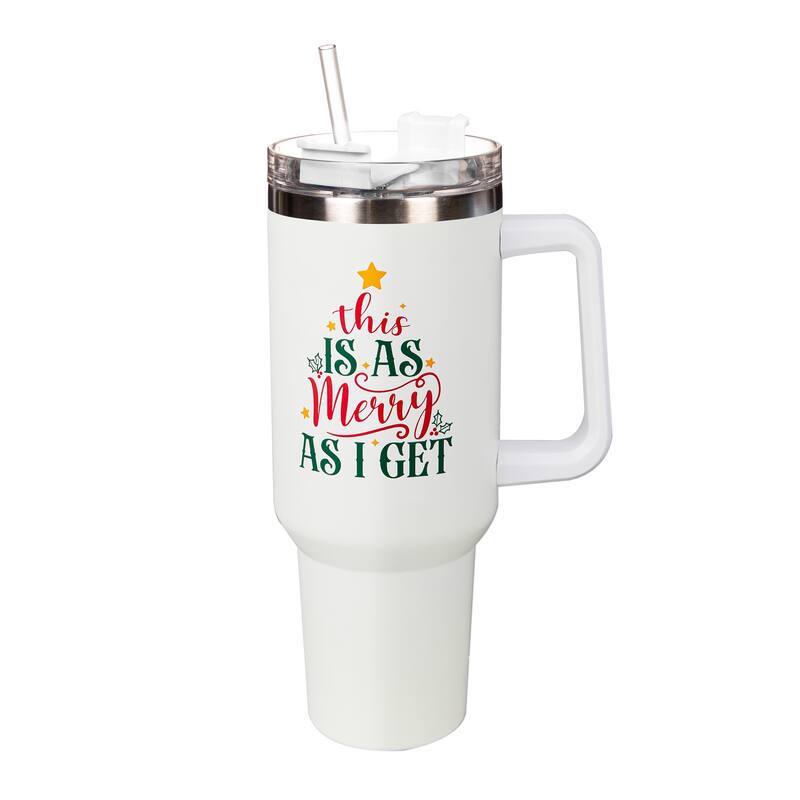 This Is As Merry As I Get Canyon Cup, Double Wall Stainless Steel w/ Straw, 40oz, Gift Box - 40oz
