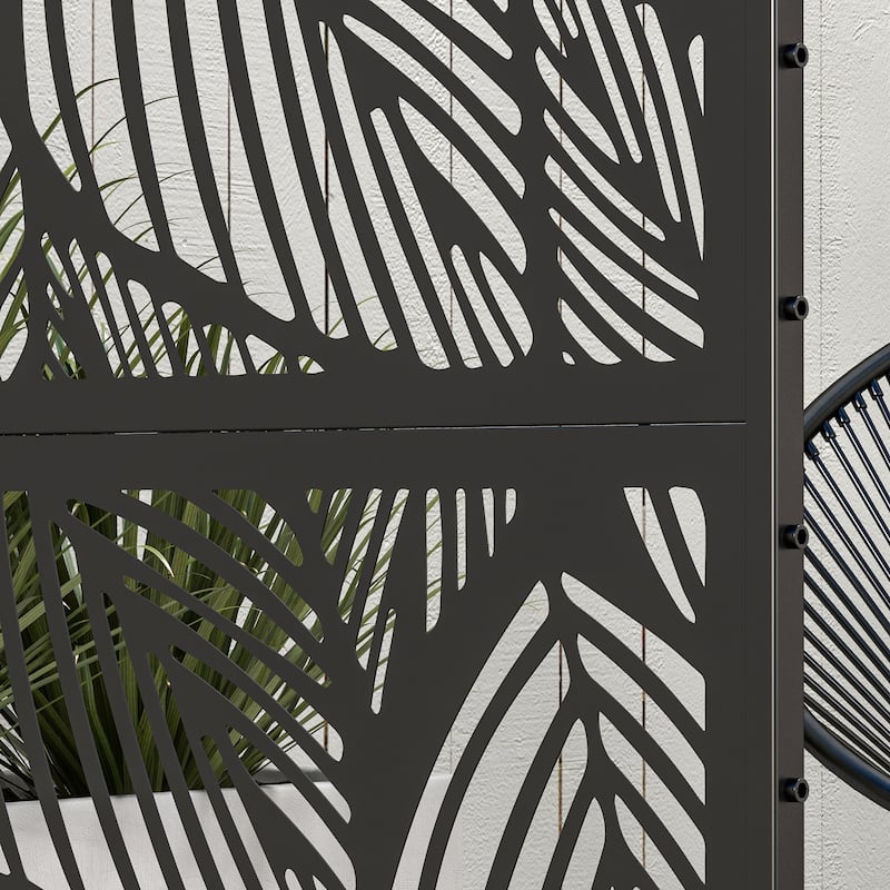 Outsunny Metal Outdoor Privacy Screen, Decorative Privacy Fence Screen, Outdoor Divider