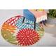 Nourison Aloha Floral Modern Indoor/Outdoor Area Rug - 5'3" Round - Red/Orange