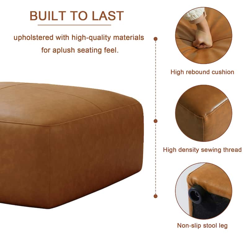 Elliot 22"/ 35"/ 43" W Modern Rectangular Genuine Leather Ottoman