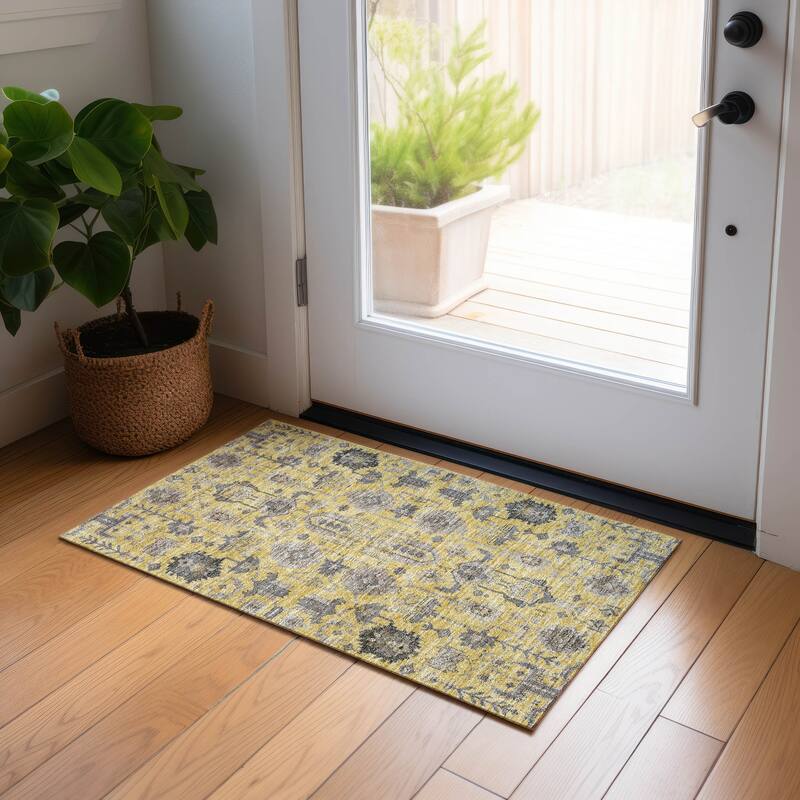 Machine Washable Indoor/ Outdoor Chantille Boho Rug - Honey - 1'8" x 2'6"
