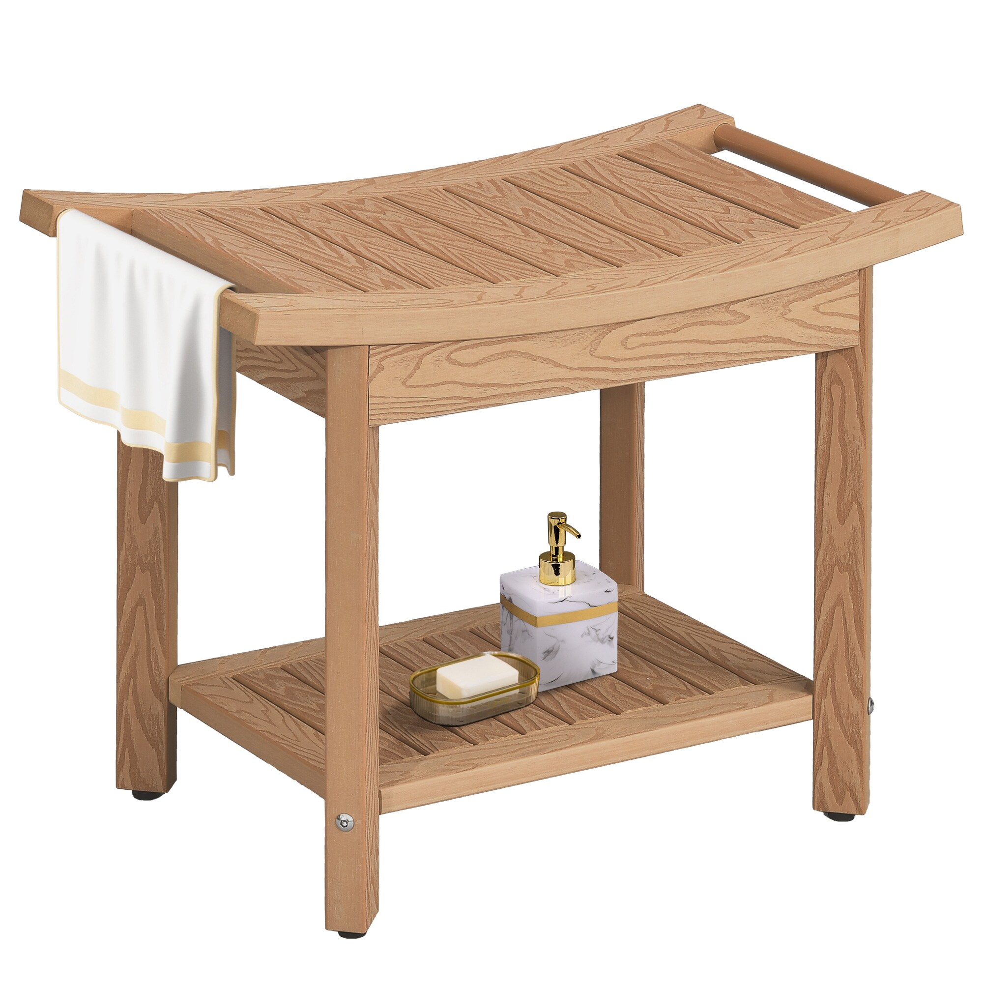 Plastic Shower Stool with Handles Storage Shelf Water Resistant Non Slip Shower Seat On Sale Bed Bath Beyond 37834241