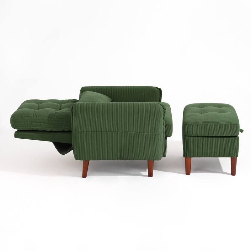 Adjustable Backrest Lounge Accent Chair Set with Storage Ottoman