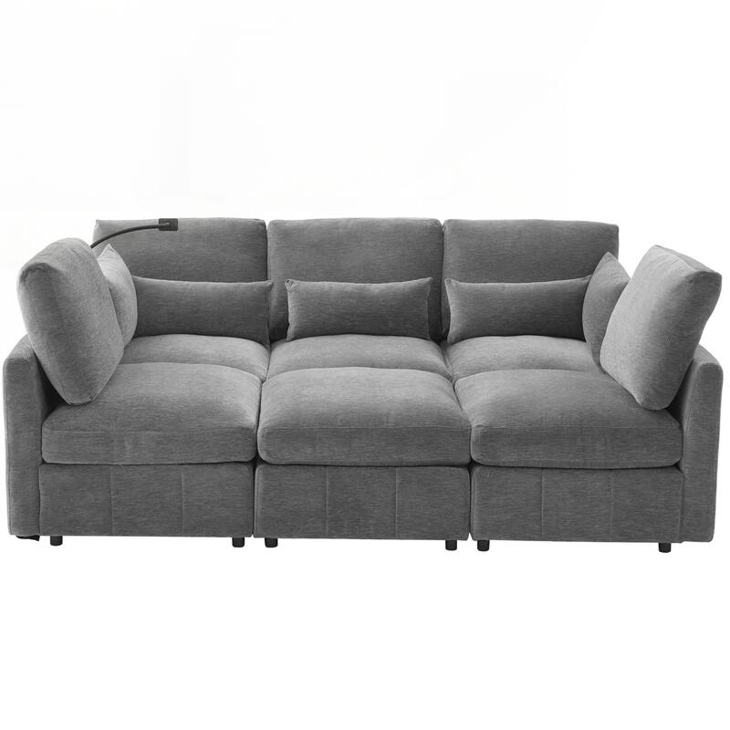 Modern Sectional Sofa Modular Sofa 85.4" U-shaped Sofa Couch Sofa Bed L-shaped Sofa with a Movable Ottoman