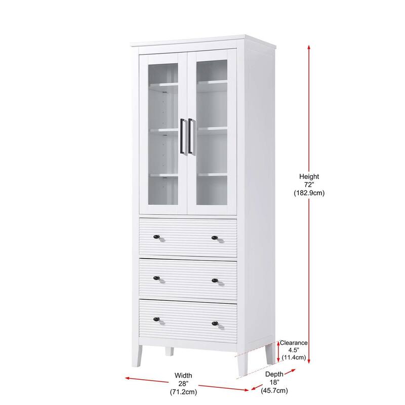 Kensington 16-28 Inch Bath Storage Glass Cabinet