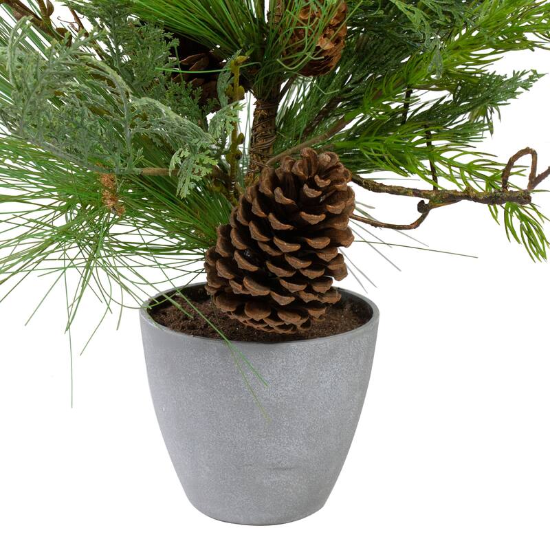 Real Touch™️ Potted Mixed Pine and Cedar Artificial Christmas Tree - 24" - Unlit