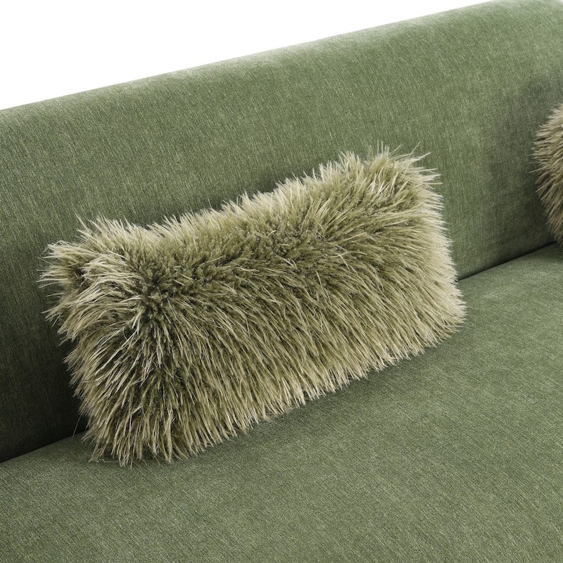 84" Mid-Century Chenille Round Arm Sofa with 3 Pillows