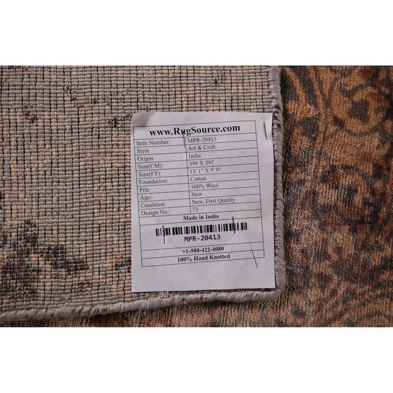 Art & Craft Indian Area Rug Handmade Wool Carpet - 9'9"x 13'1"