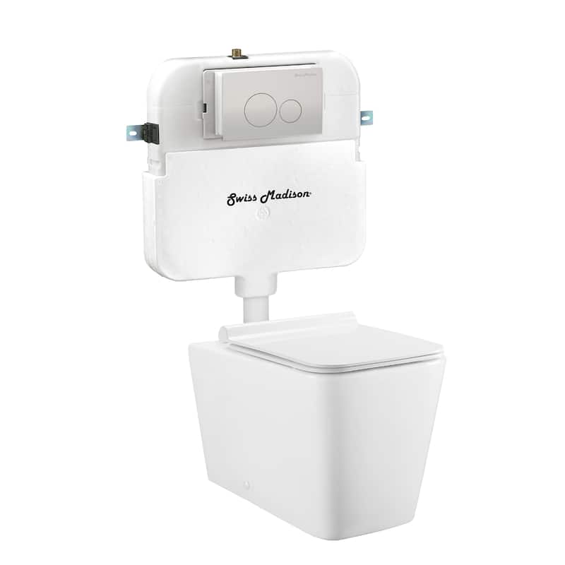Bastille Back To Wall Concealed Tank Toilet Bowl Bundle In Glossy White - 22.63" x 13.77" 15.94"