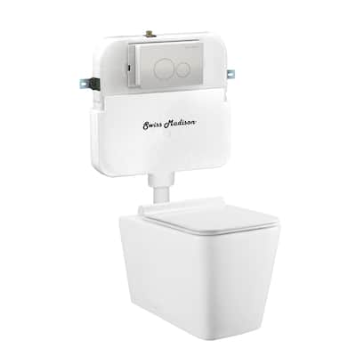 Bastille Back To Wall Concealed Tank Toilet Bowl Bundle In Glossy White - 22.63" x 13.77" 15.94"