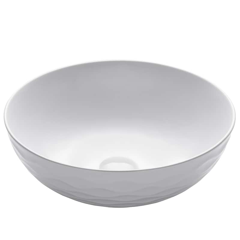 KRAUS Viva 16 1/2 inch Round Porcelain Ceramic Vessel Bathroom Sink - White