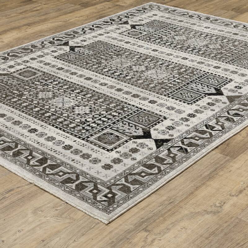 Style Haven Cádiz Global Tribal Influenced Ivory/Charcoal Area Rug