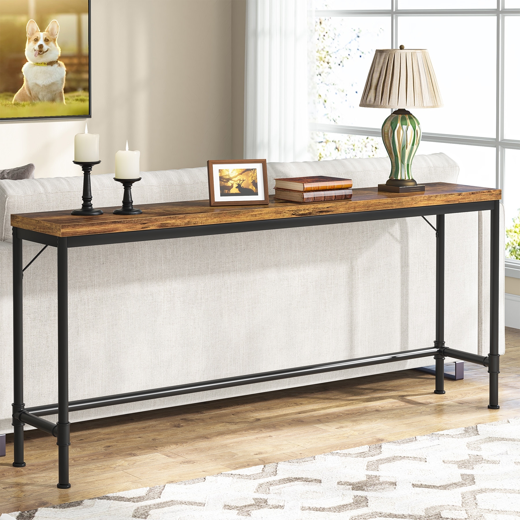 Tall and long console shop table