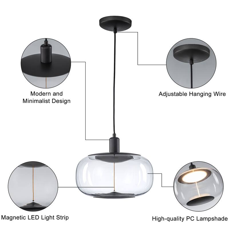 1 Light Clear Plastic Linear Magnetic LED Strip Pendant Lighting