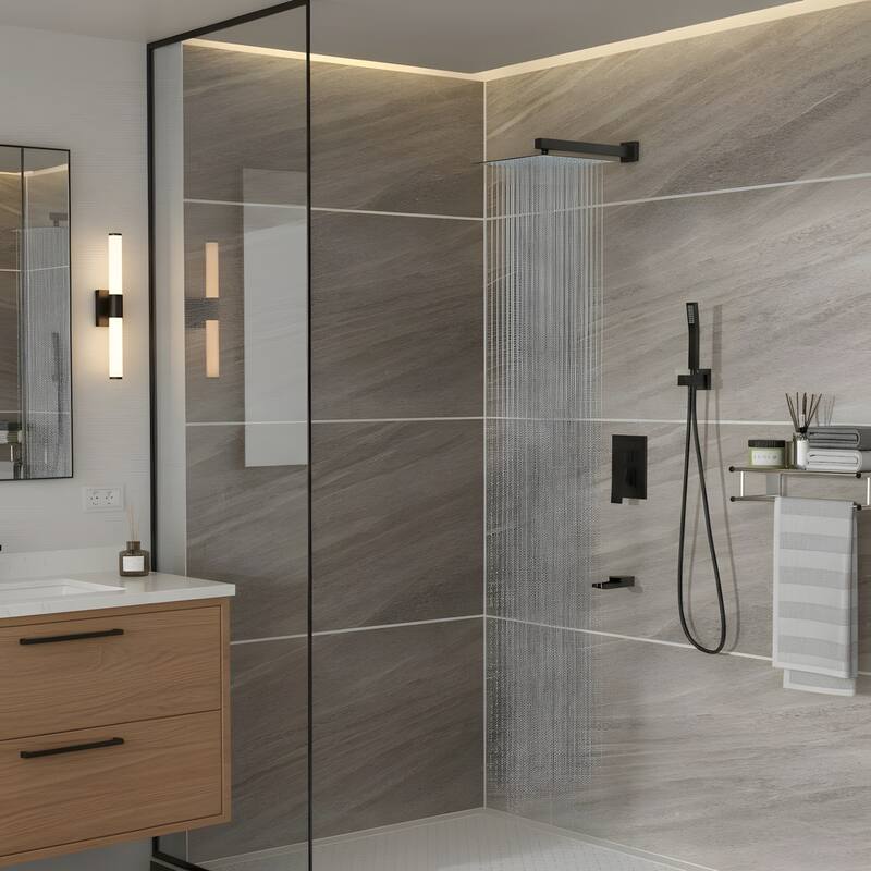 Minimalist Wall Mounted Dual Shower Head Shower Set