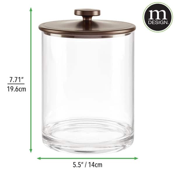 dimension image slide 2 of 5, mDesign Round Storage Apothecary Canister for Bathroom, 2 Pack