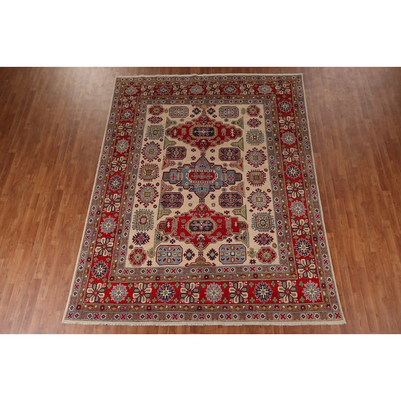 Kazak Oriental Area Rug Hand-Knotted Living Room Wool Carpet - 8'2" x 10'5"