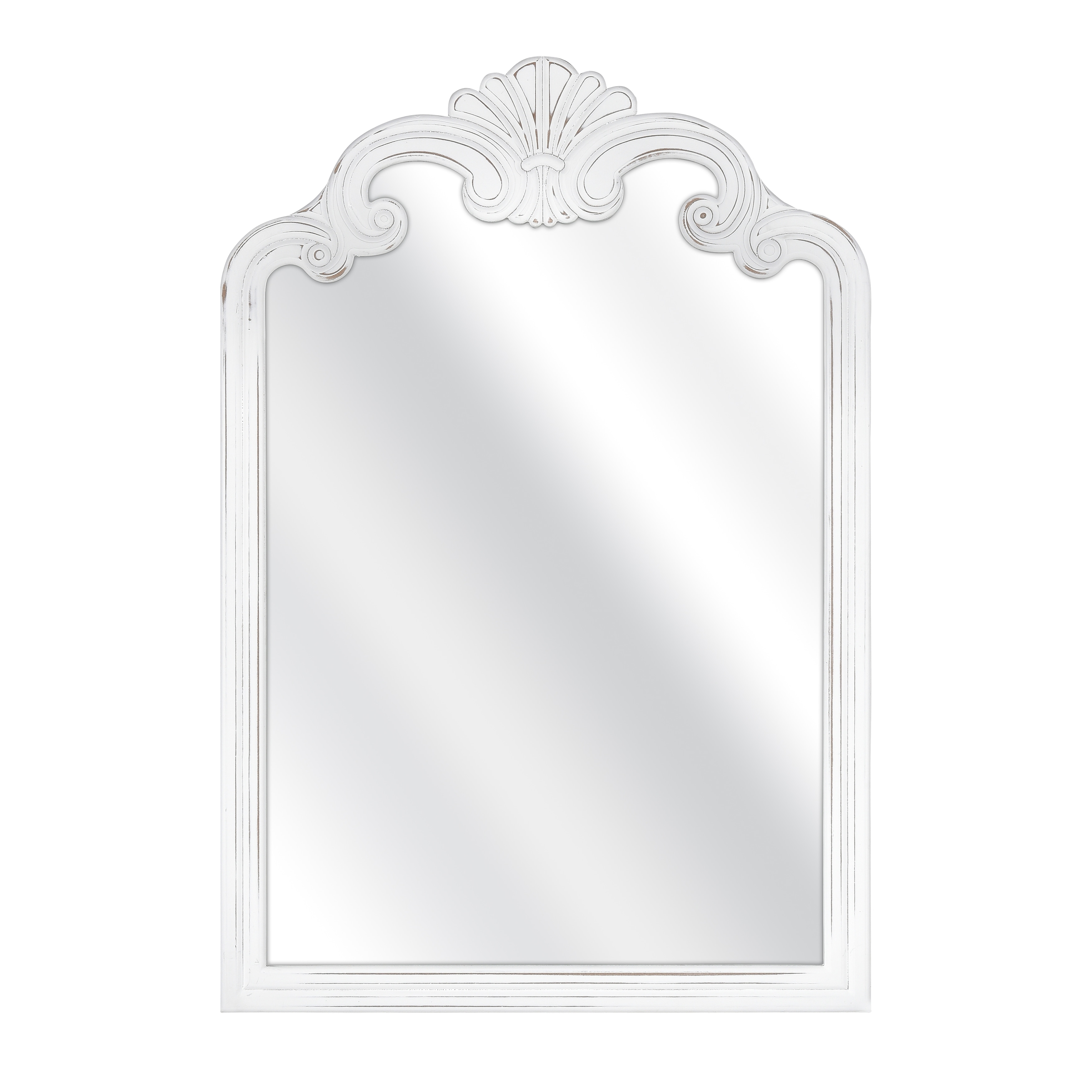 Atlas Terry Distressed White Wood Wall Mirror - 36.5 inch High