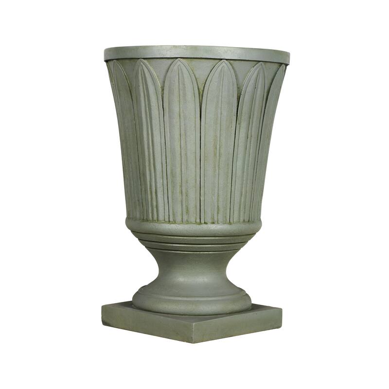 Christopher Knight Home - Classical 22.4"H Outdoor Pedestal Urn Planter with Embossed Leaf Design