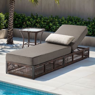 Gymojoy Outdoor Patio Chaise Lounge Chair, Luxury Recliner with 6-Position Backrest & 5-Inch Thick Cushions and Side Table