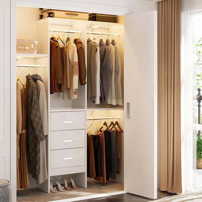 4FT Kid's Closet System with Fabric Drawers for Small Closet, Closet Organizer for Walk-in/ Reach-in Closet