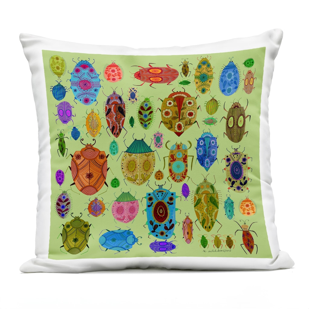 Stupell Flowery Bugs & Insects Printed Outdoor Throw Pillow Design by Kay Widdowson