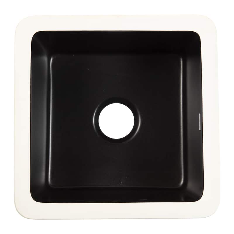 Eden Matte Black Fireclay 18" Single Bowl Undermount Kitchen Sink and Drain