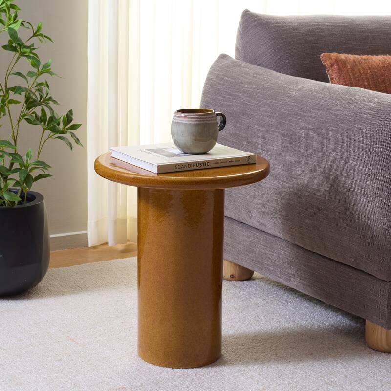 SAFAVIEH Home Joslin, 19-inch, Ceramic Garden Stool - 16"W x 16"D x 19"H - Ginger