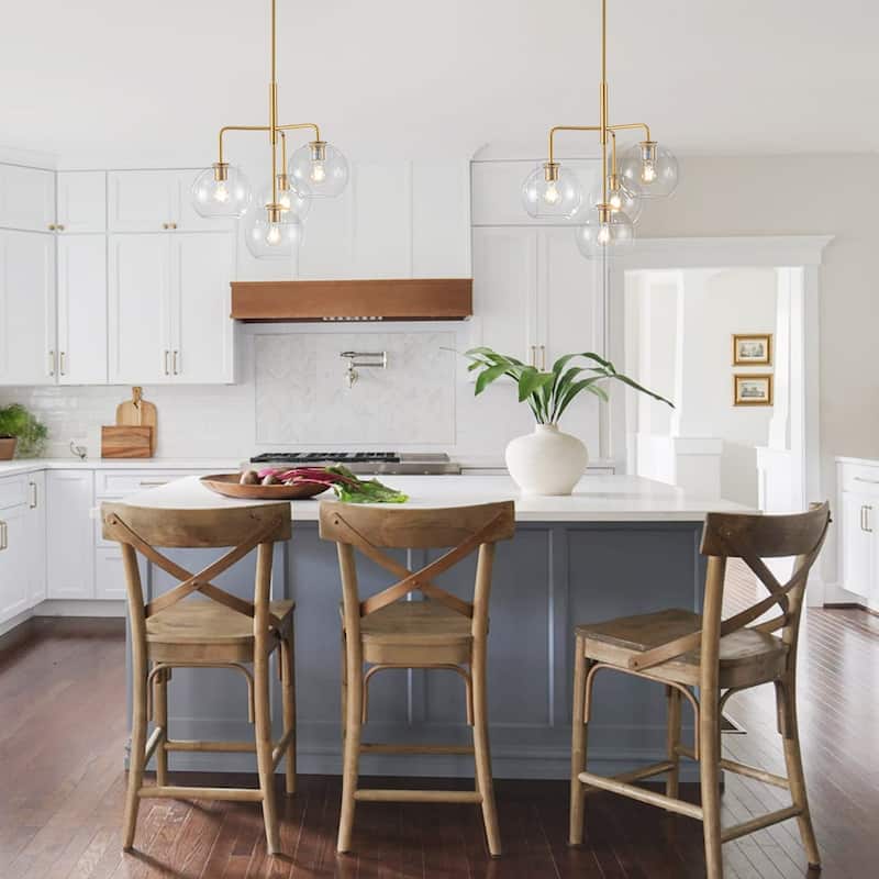 Contemporary Glass Globe 4-Light Sputnik Pendant Chandelier