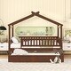 preview thumbnail 73 of 78, Pine Wood House Platform Bed with Trundle and Headboards, Creativity House Shape, Sturdy Construction