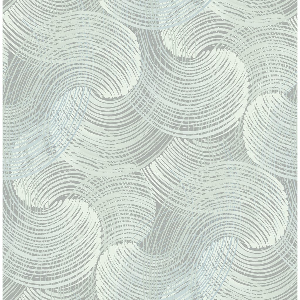 Scott Living Karson Teal Swirling Geometric Wallpaper