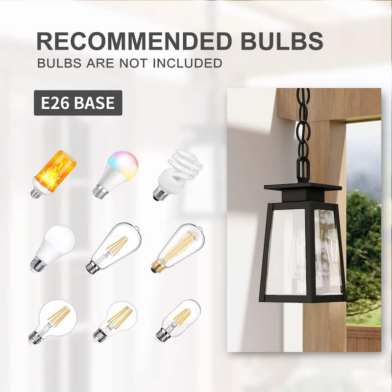 1-Light Outdoor Lantern Pendant Light (4 Pack) - Matte Black