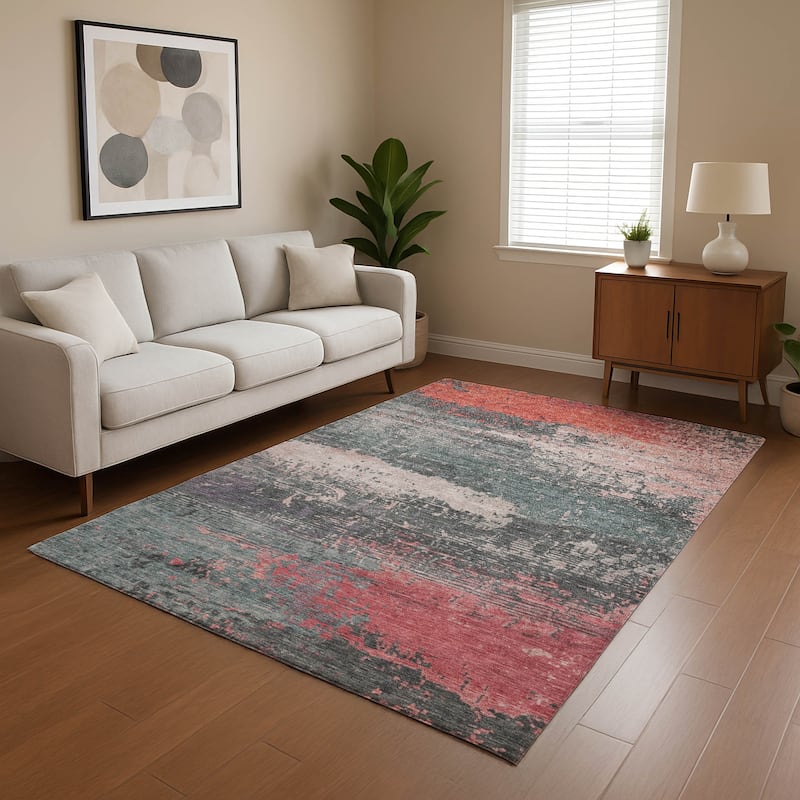 Premium Washable Super Soft Abstract Modern Mayfield Rug - Coral - 5' x 7'6"