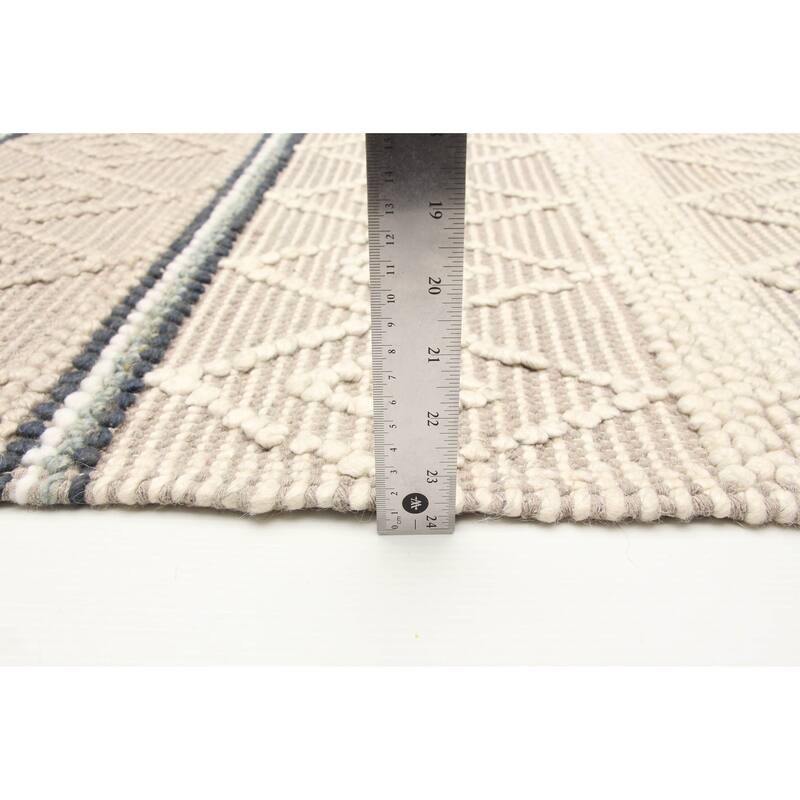 ECARPETGALLERY Braid weave Sienna Grey Wool Rug - 4'11 x 8'2