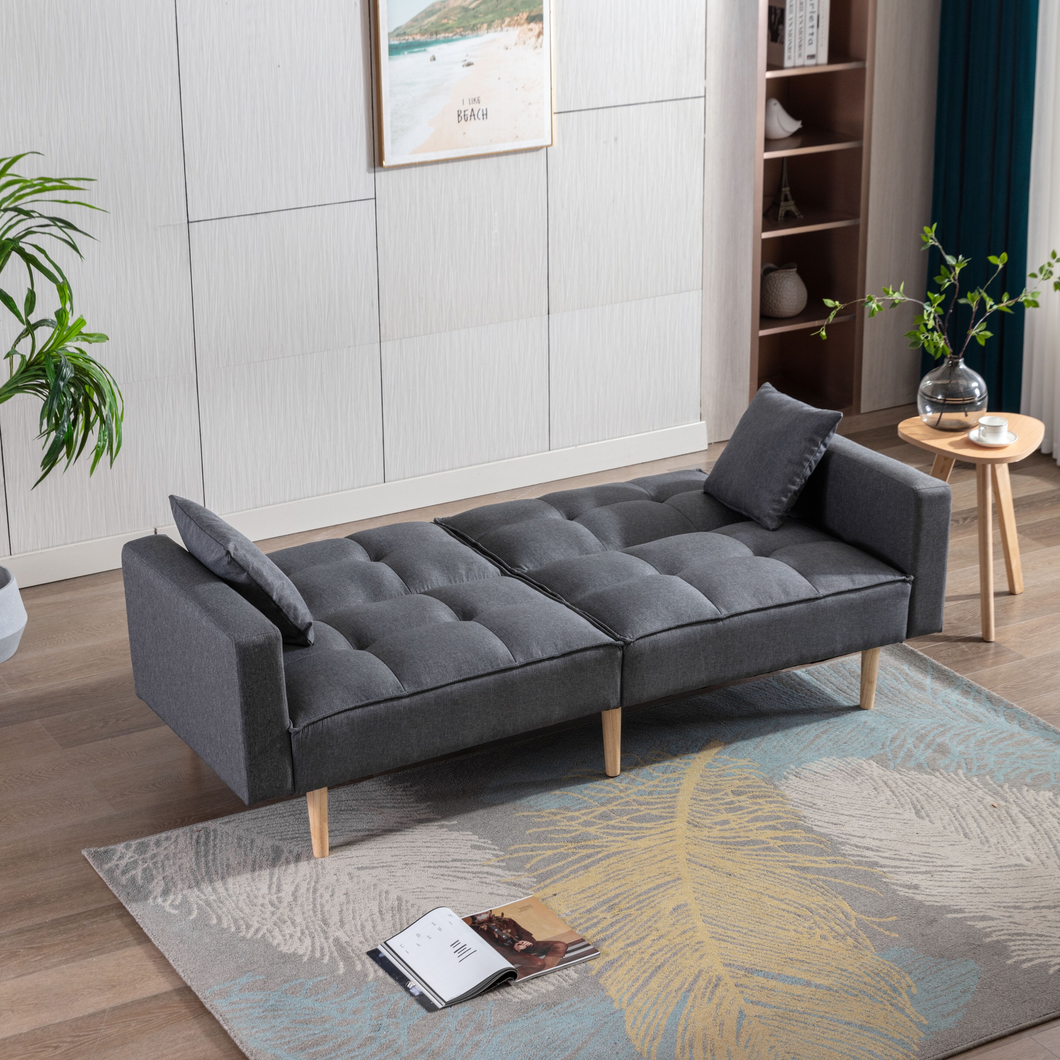 Convertible Futon Sofa Bed Linen Sleeper Couch Reclining Loveseat