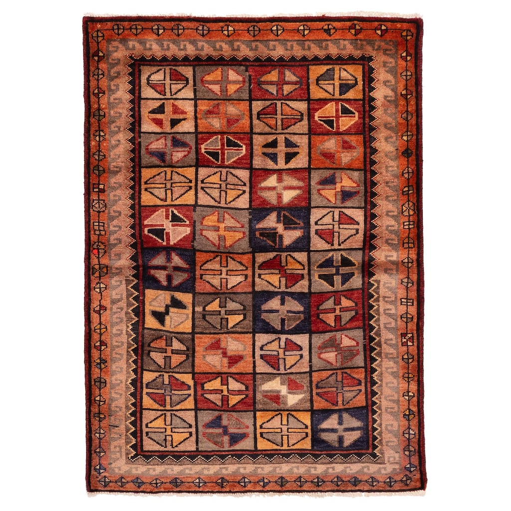 ECARPETGALLERY Hand-knotted Melis Vintage Red Wool Rug - 4'4 x 6'1