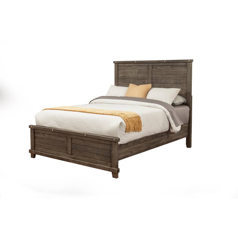 Vilo Home Industrial Charms Gray Distressed Solid Wood Bed - Queen