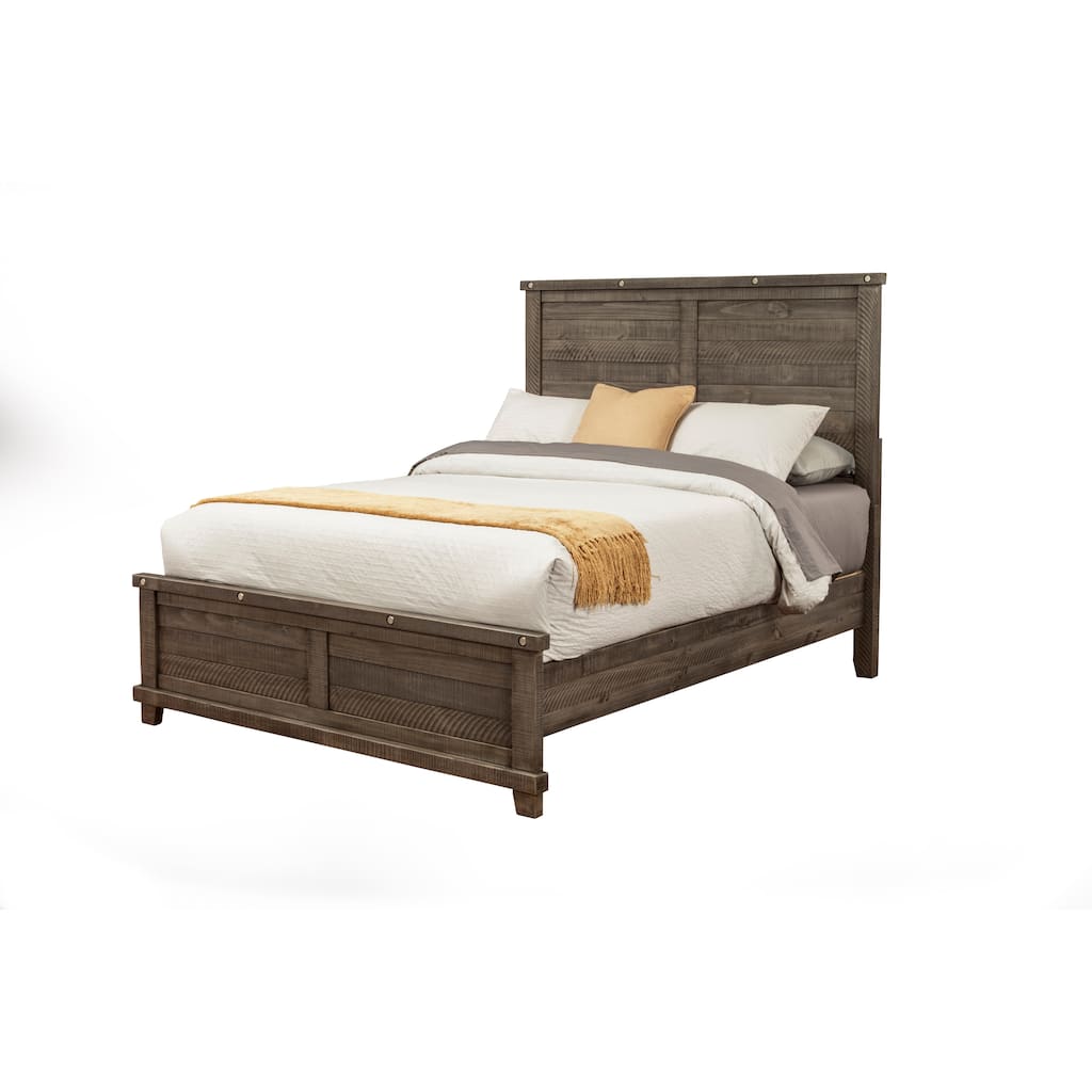 Vilo Home Industrial Charms Gray Distressed Solid Wood Bed