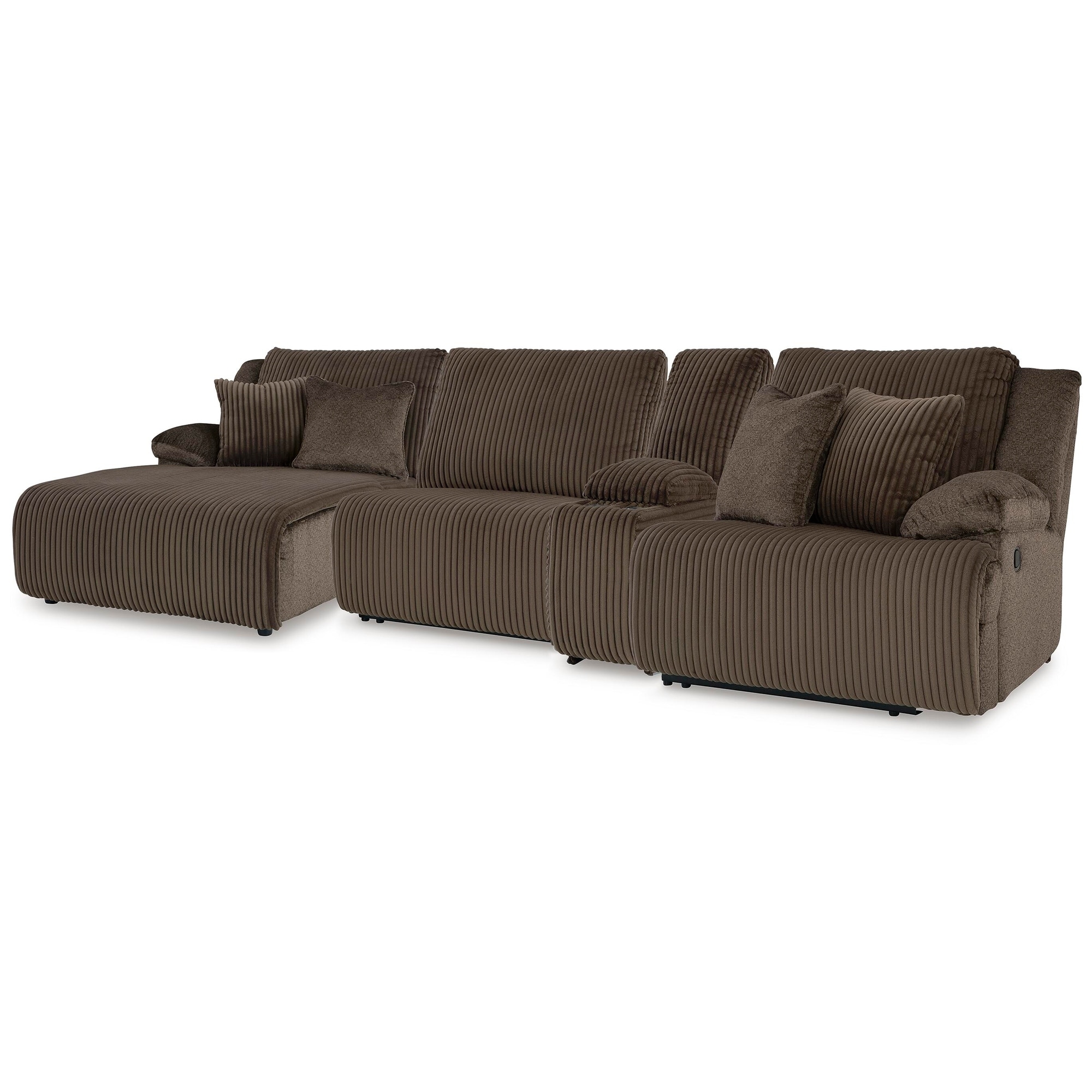 Signature Design by Ashley Top Tier Dark Brown 4-Piece Reclining Sectional with Chaise - 143" W x 74" D x 41" H
