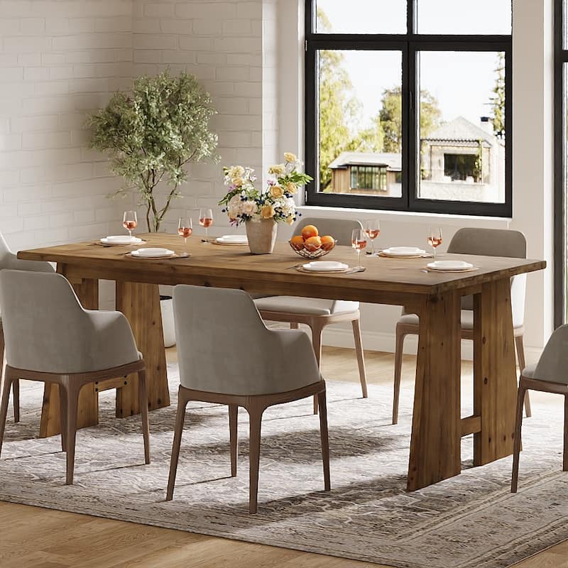 70.9" Solid Wood Kitchen Dining Table with Unique Base