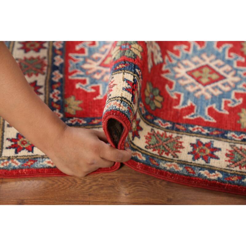 Red Kazak Oriental Accent Rug Handmade Traditional Wool Carpet - 2'1"x 2'10"
