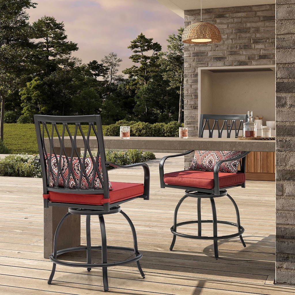 Nuu Garden 2 Pieces Patio Swivel Bar Stool Set